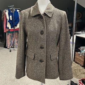 Sz M Banana Republic brown tweed peacoat. Excellent condition.